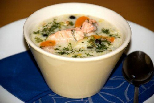 Рисовый суп с семгой